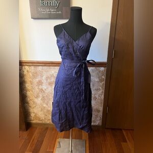 Navy linen wrap dress